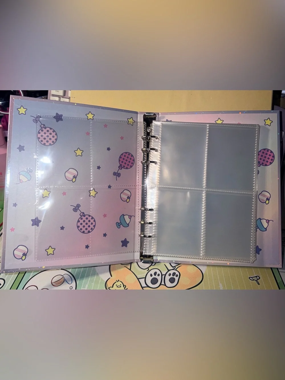 ❤️Sanrio Hello Kitty Lavender and Pink Holographic Trading Card Binder/Notebook